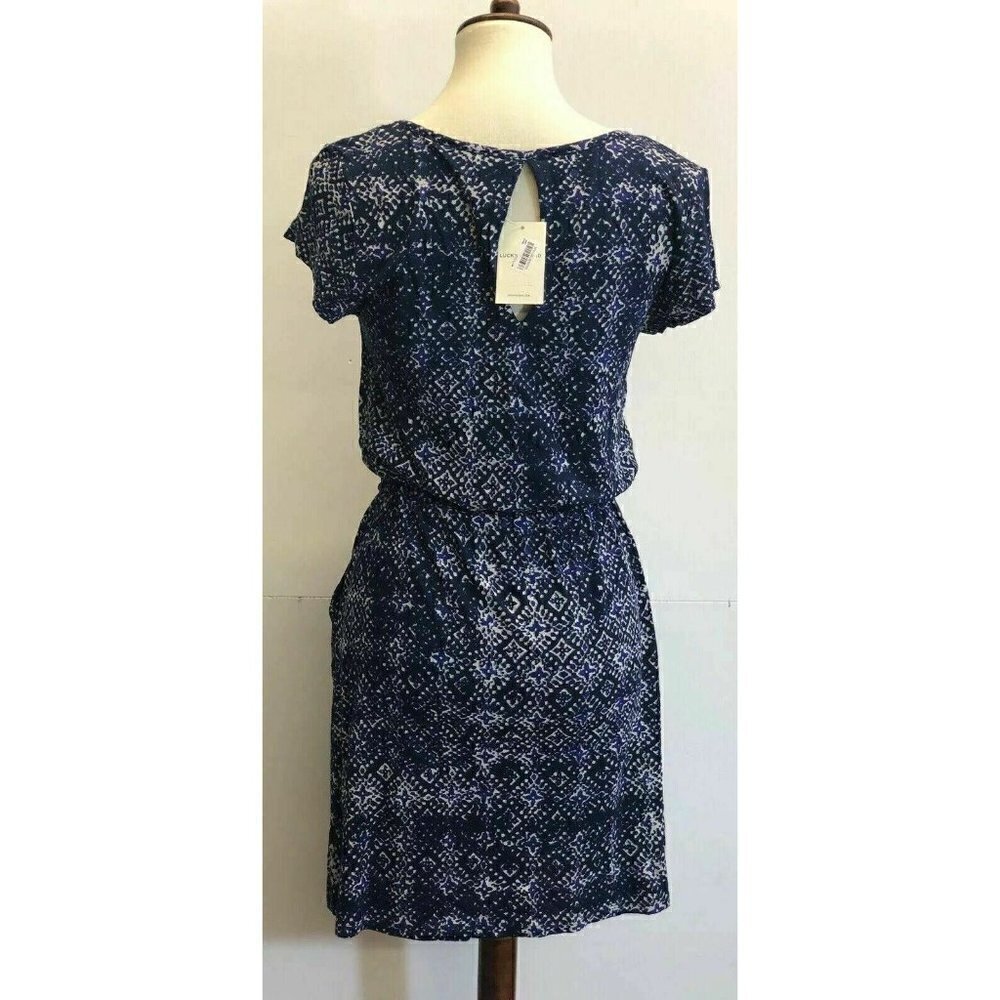 Lucky Brand Womens Tile Print Drawstring Dress xs - Picture 8 of 12